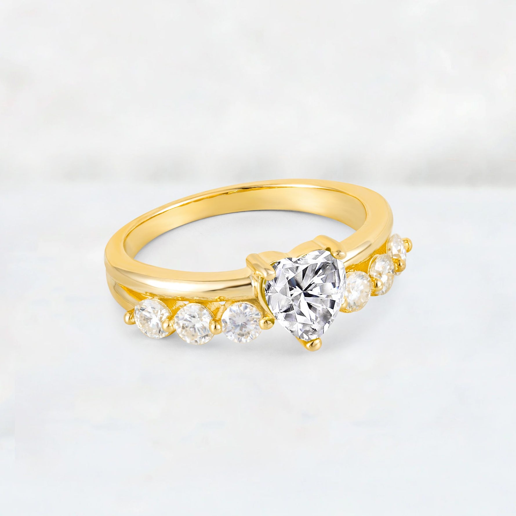 Heart Cut Lab Diamond Graduated Seven-Stone Engagement Ring - Additional view