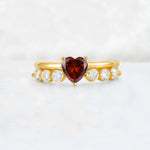 Heart Cut Garnet Graduated Seven-Stone Engagement Ring - Additional view