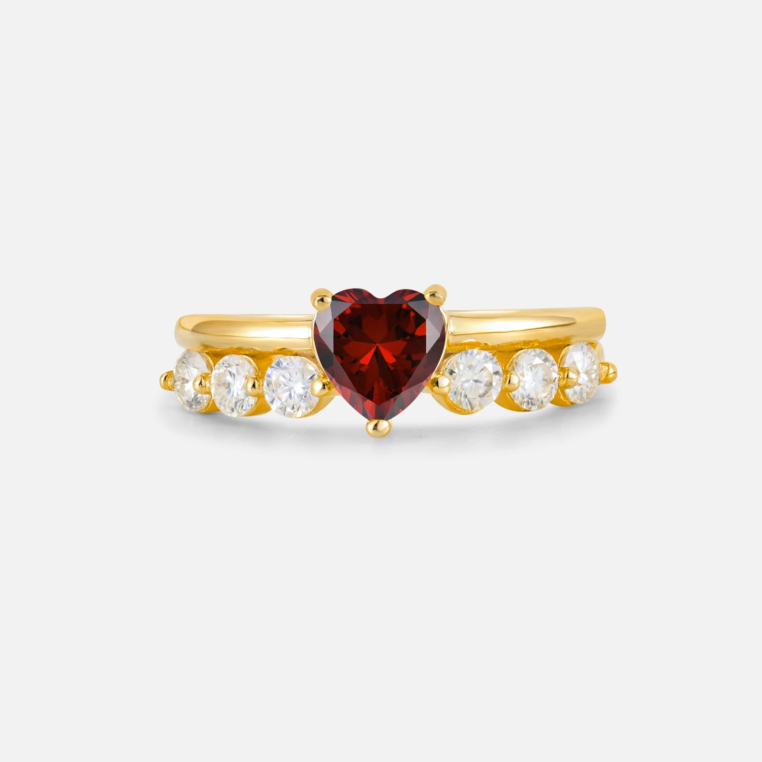 Heart Cut Garnet Graduated Seven-Stone Engagement Ring - Additional view