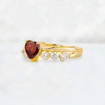 Heart Cut Garnet Graduated Seven-Stone Engagement Ring - Additional view