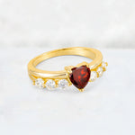 Heart Cut Garnet Graduated Seven-Stone Engagement Ring - Additional view