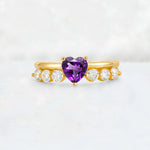 Heart Cut Amethyst Graduated Seven-Stone Engagement Ring - Additional view