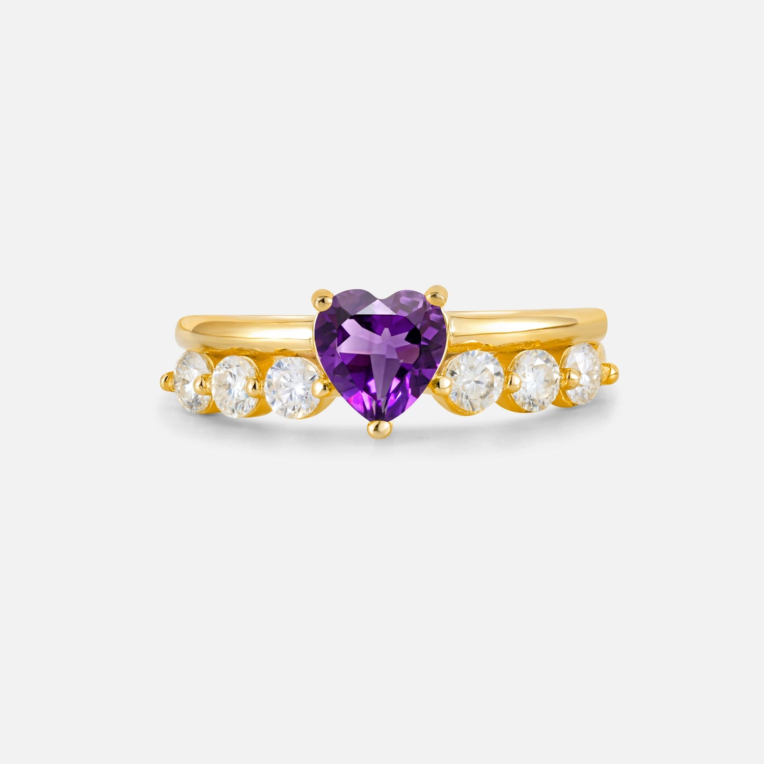 Heart Cut Amethyst Graduated Seven-Stone Engagement Ring - Additional view