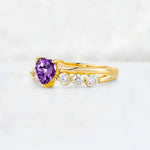 Heart Cut Amethyst Graduated Seven-Stone Engagement Ring - Additional view