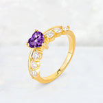 Heart Cut Amethyst Graduated Seven-Stone Engagement Ring - Additional view