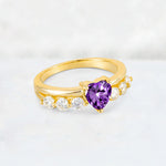 Heart Cut Amethyst Graduated Seven-Stone Engagement Ring - Additional view