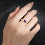 Heart Cut Amethyst Graduated Seven-Stone Engagement Ring - Additional view