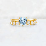 Heart Cut Aquamarine Graduated Seven-Stone Engagement Ring - Additional view