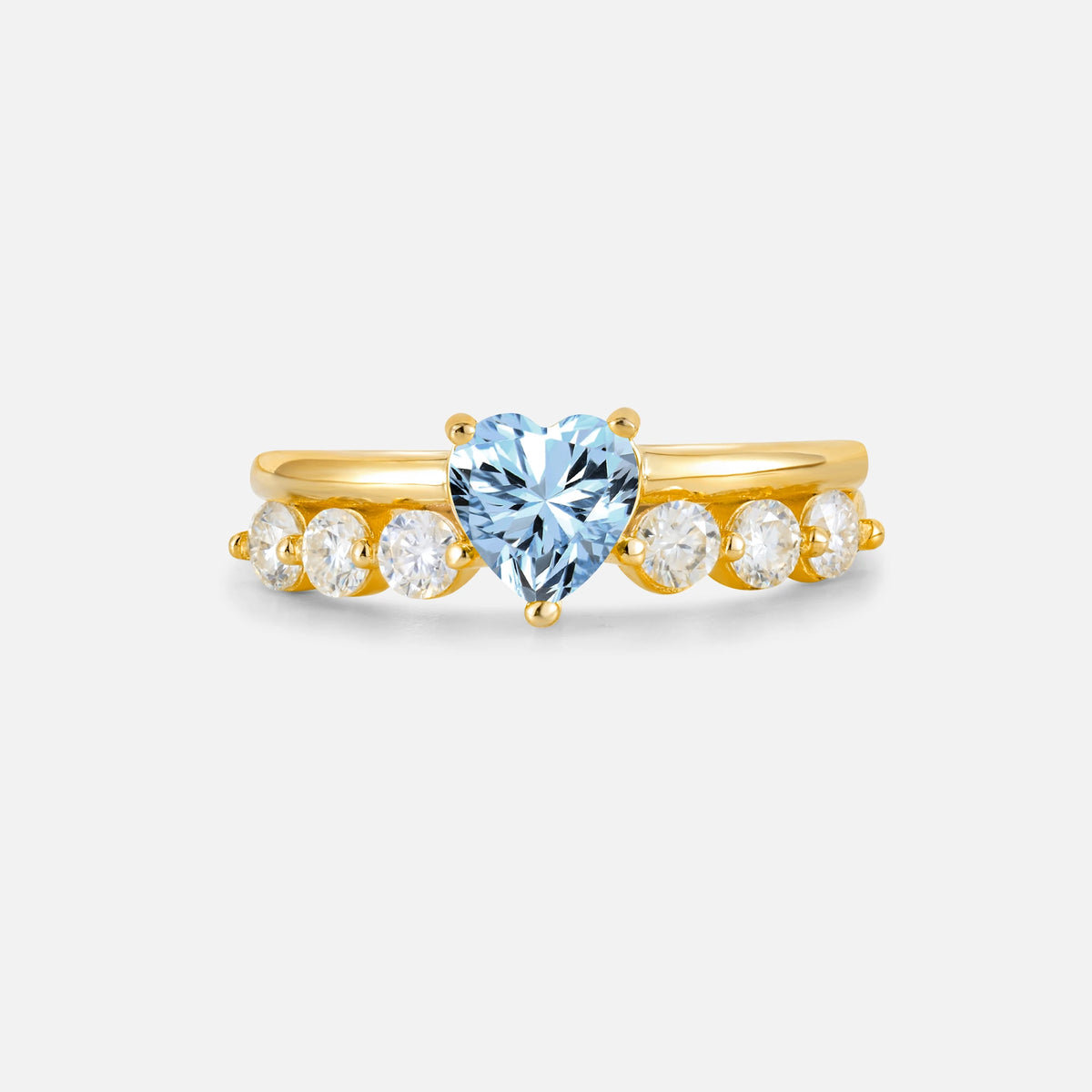 Heart Cut Aquamarine Graduated Seven-Stone Engagement Ring - Additional view