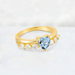 Heart Cut Aquamarine Graduated Seven-Stone Engagement Ring - Additional view