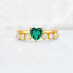 Heart Cut Emerald Graduated Seven-Stone Engagement Ring - Additional view