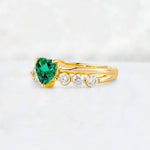 Heart Cut Emerald Graduated Seven-Stone Engagement Ring - Additional view