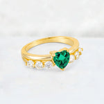 Heart Cut Emerald Graduated Seven-Stone Engagement Ring - Additional view