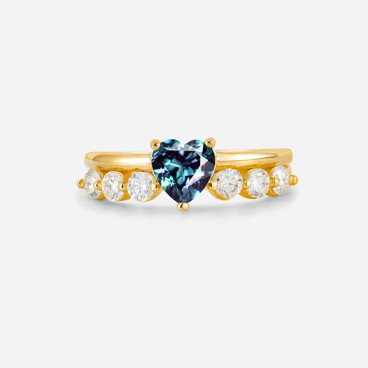 Heart Cut Alexandrite Graduated Seven-Stone Engagement Ring - Additional view