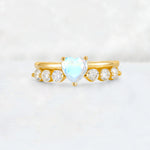 Heart Cut Moonstone Graduated Seven-Stone Engagement Ring - Additional view