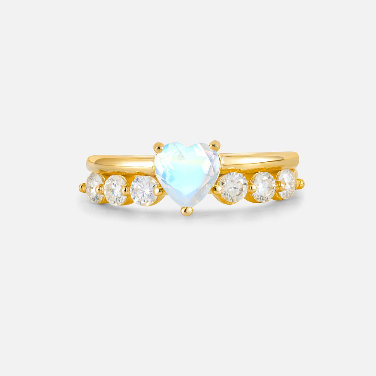 Heart Cut Moonstone Graduated Seven-Stone Engagement Ring - Additional view