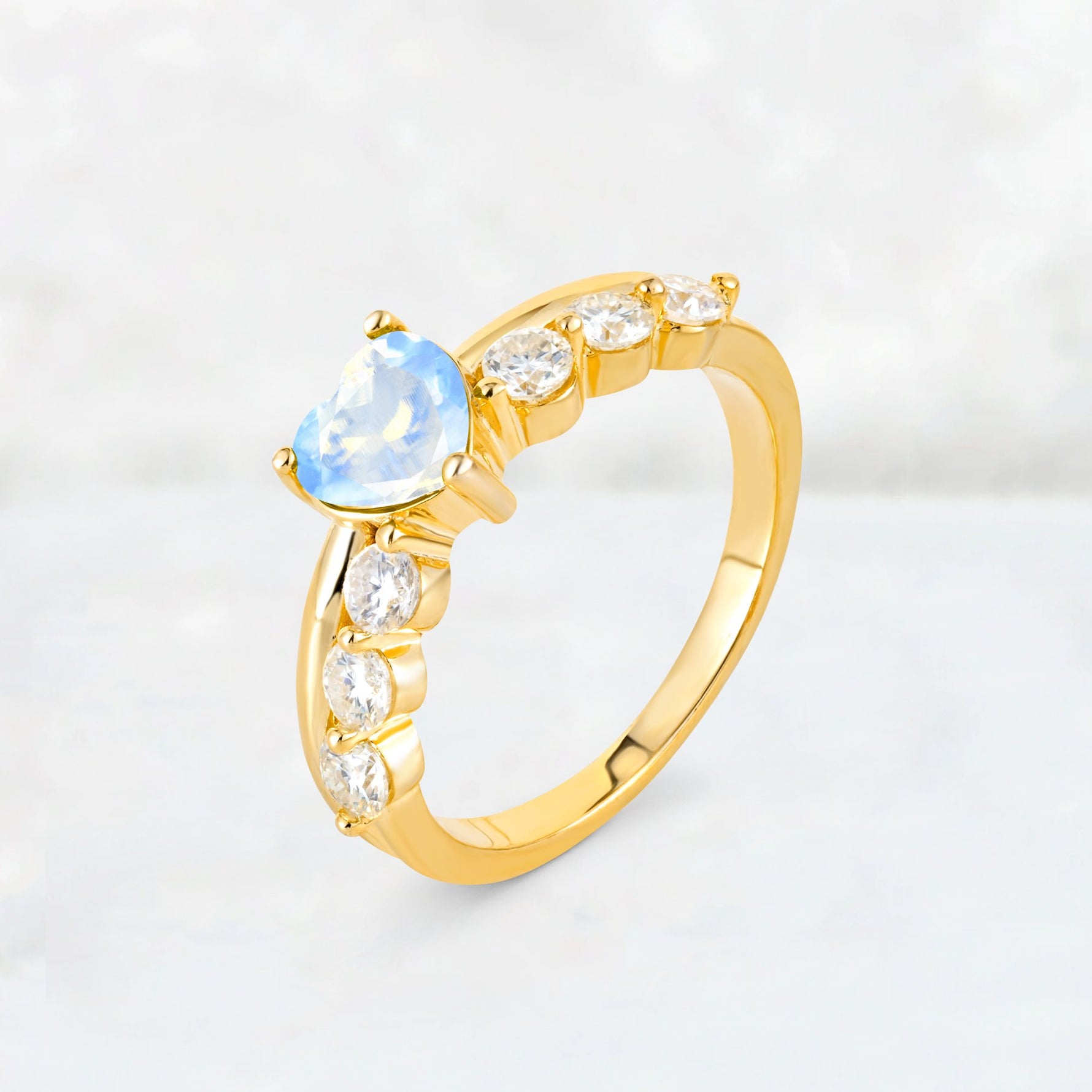 Heart Cut Moonstone Graduated Seven-Stone Engagement Ring - Additional view