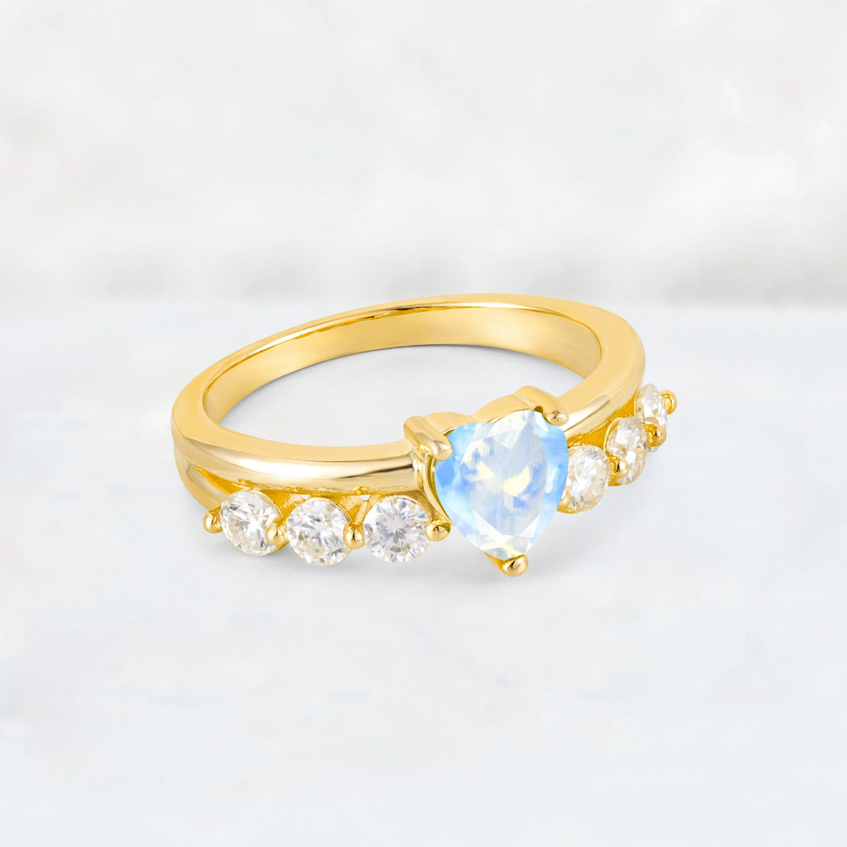 Heart Cut Moonstone Graduated Seven-Stone Engagement Ring - Additional view