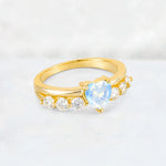 Heart Cut Moonstone Graduated Seven-Stone Engagement Ring - Additional view