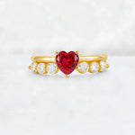 Heart Cut Ruby Graduated Seven-Stone Engagement Ring - Additional view