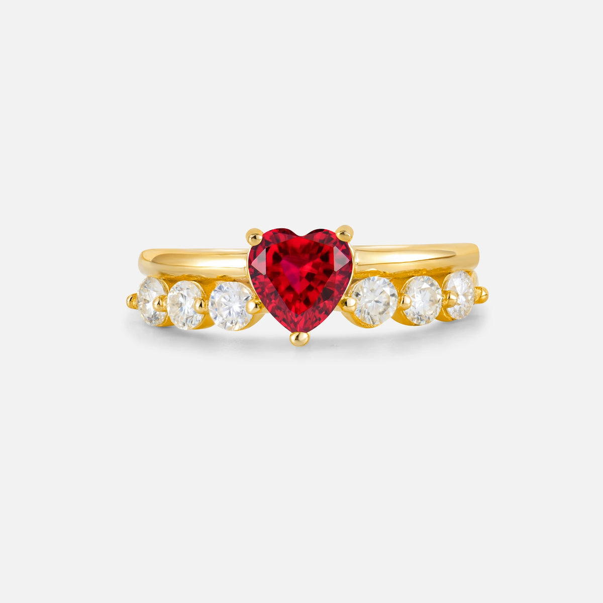 Heart Cut Ruby Graduated Seven-Stone Engagement Ring - Additional view