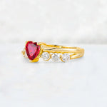 Heart Cut Ruby Graduated Seven-Stone Engagement Ring - Additional view