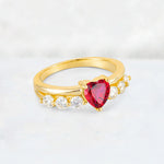 Heart Cut Ruby Graduated Seven-Stone Engagement Ring - Additional view
