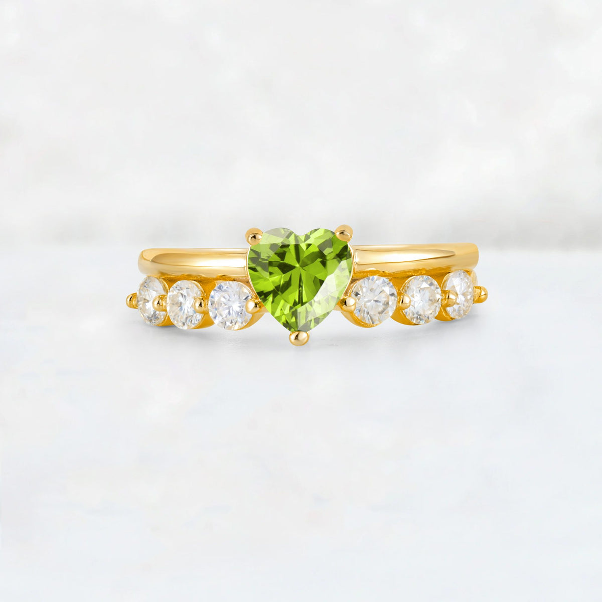 Heart Cut Peridot Graduated Seven-Stone Engagement Ring - Additional view