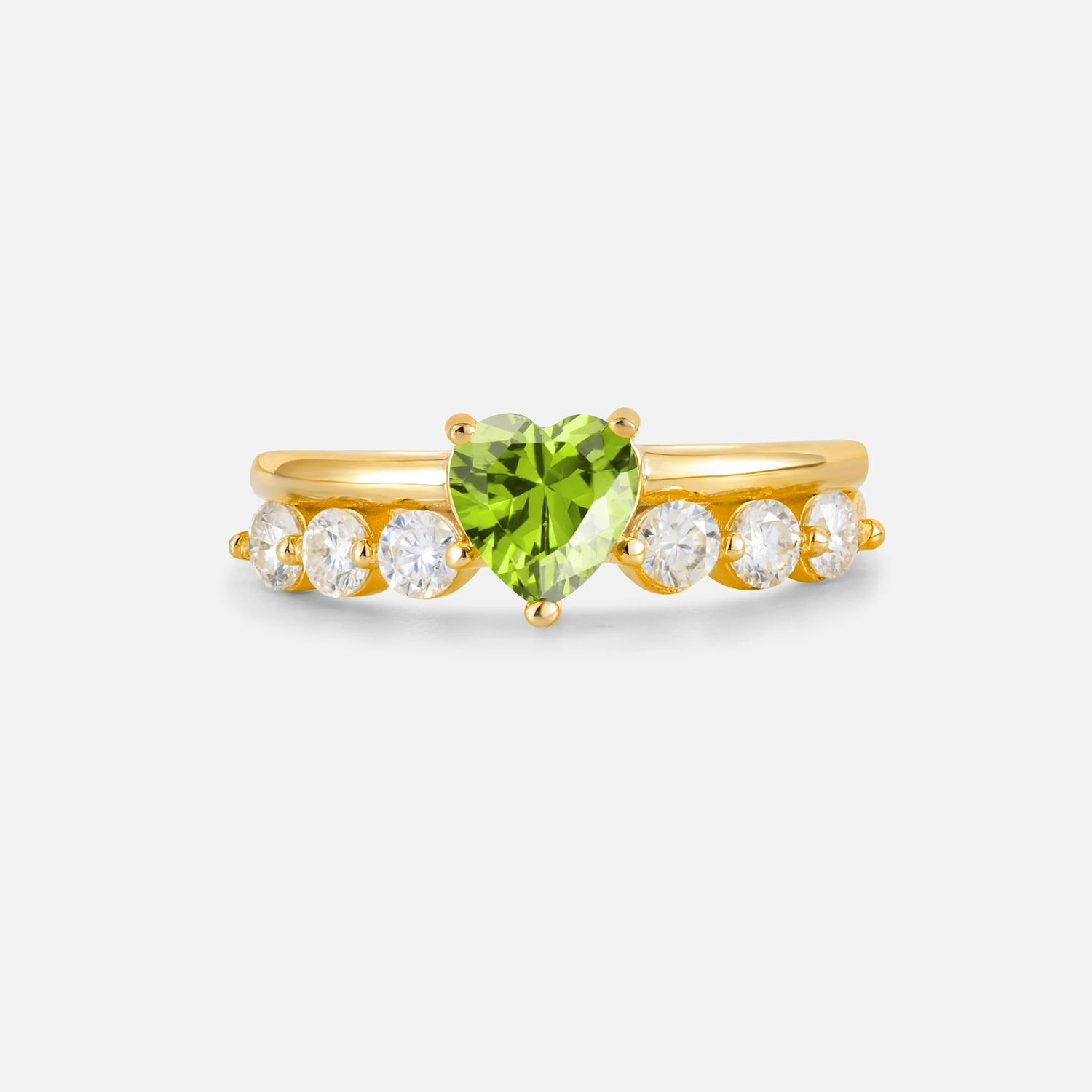 Heart Cut Peridot Graduated Seven-Stone Engagement Ring - Additional view