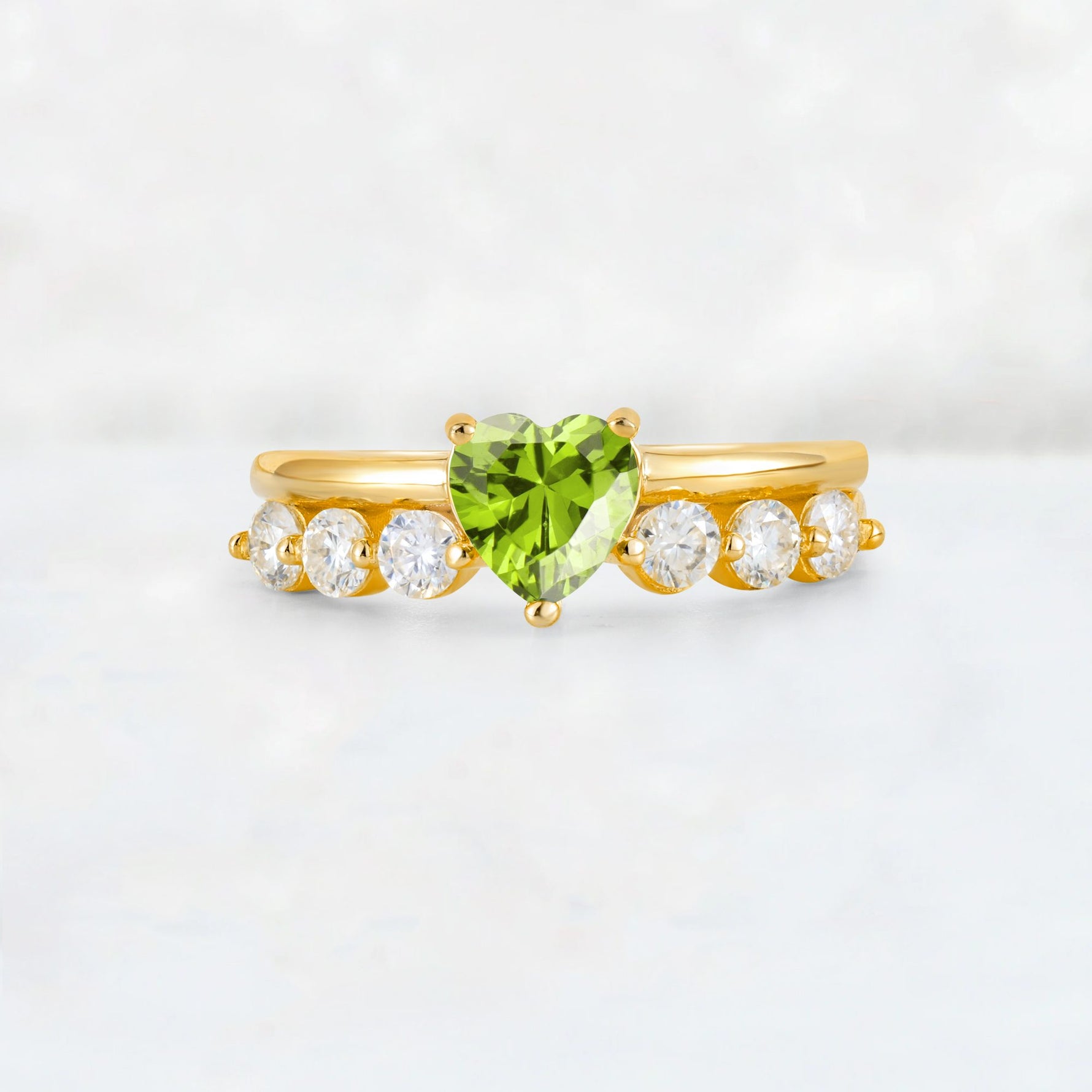 Heart Cut Peridot Graduated Seven-Stone Engagement Ring - Additional view