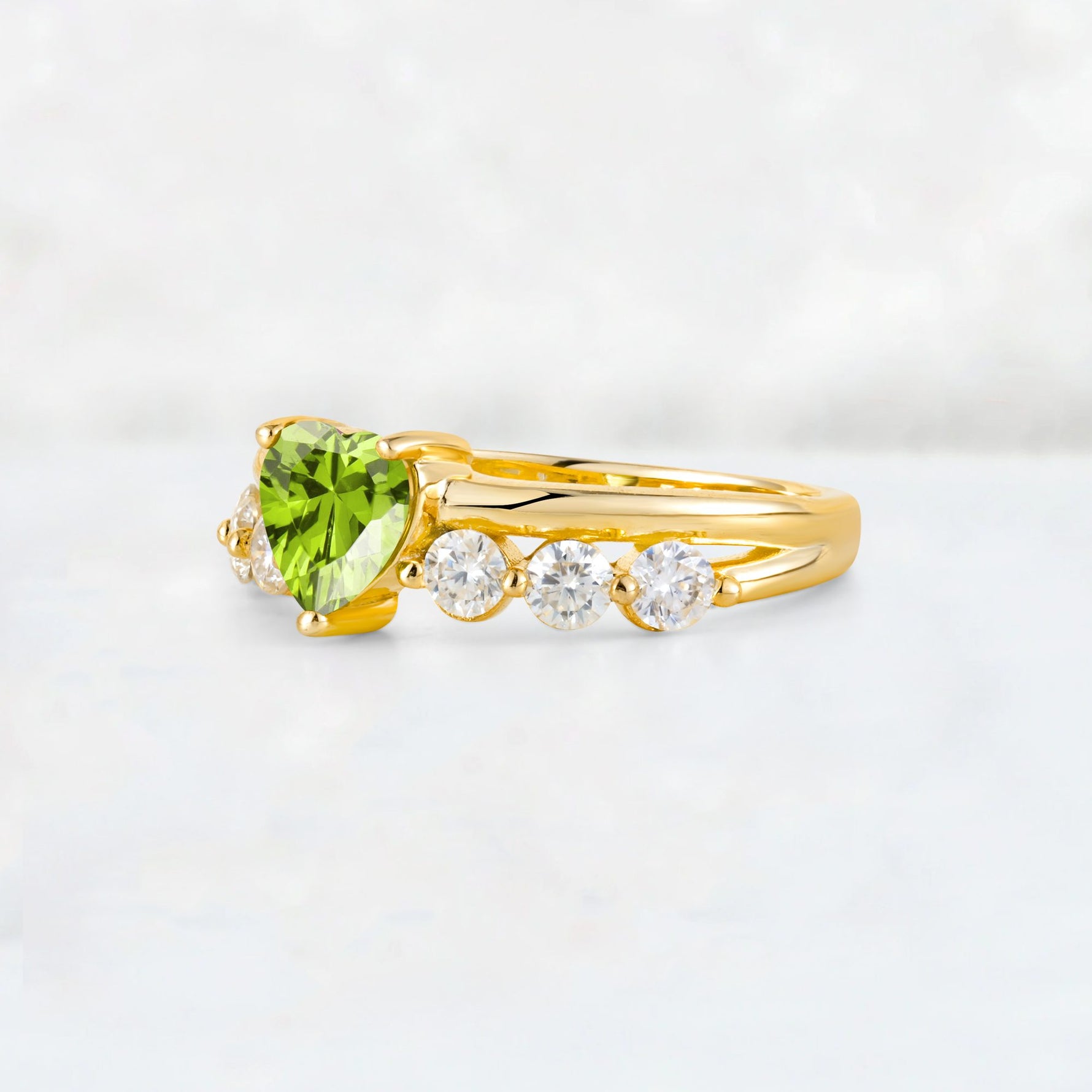 Heart Cut Peridot Graduated Seven-Stone Engagement Ring - Additional view