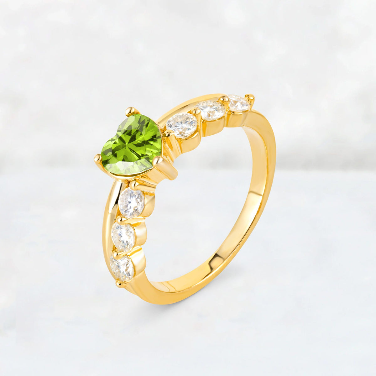 Heart Cut Peridot Graduated Seven-Stone Engagement Ring - Additional view