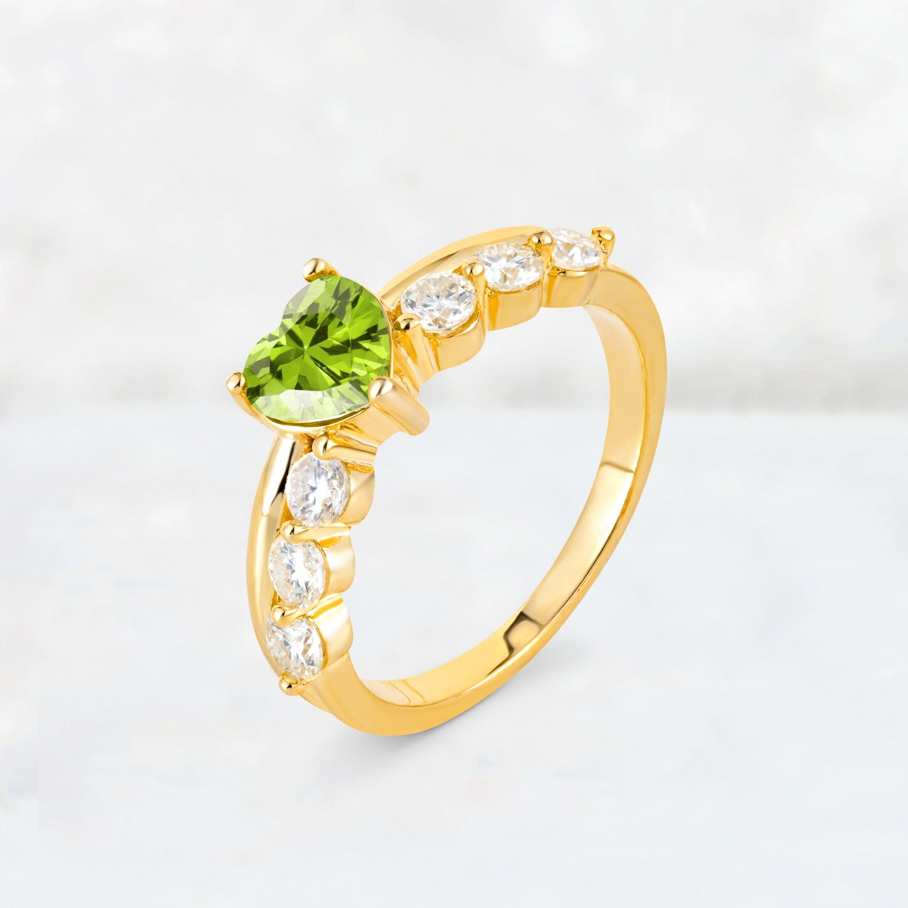 Heart Cut Peridot Graduated Seven-Stone Engagement Ring - Additional view