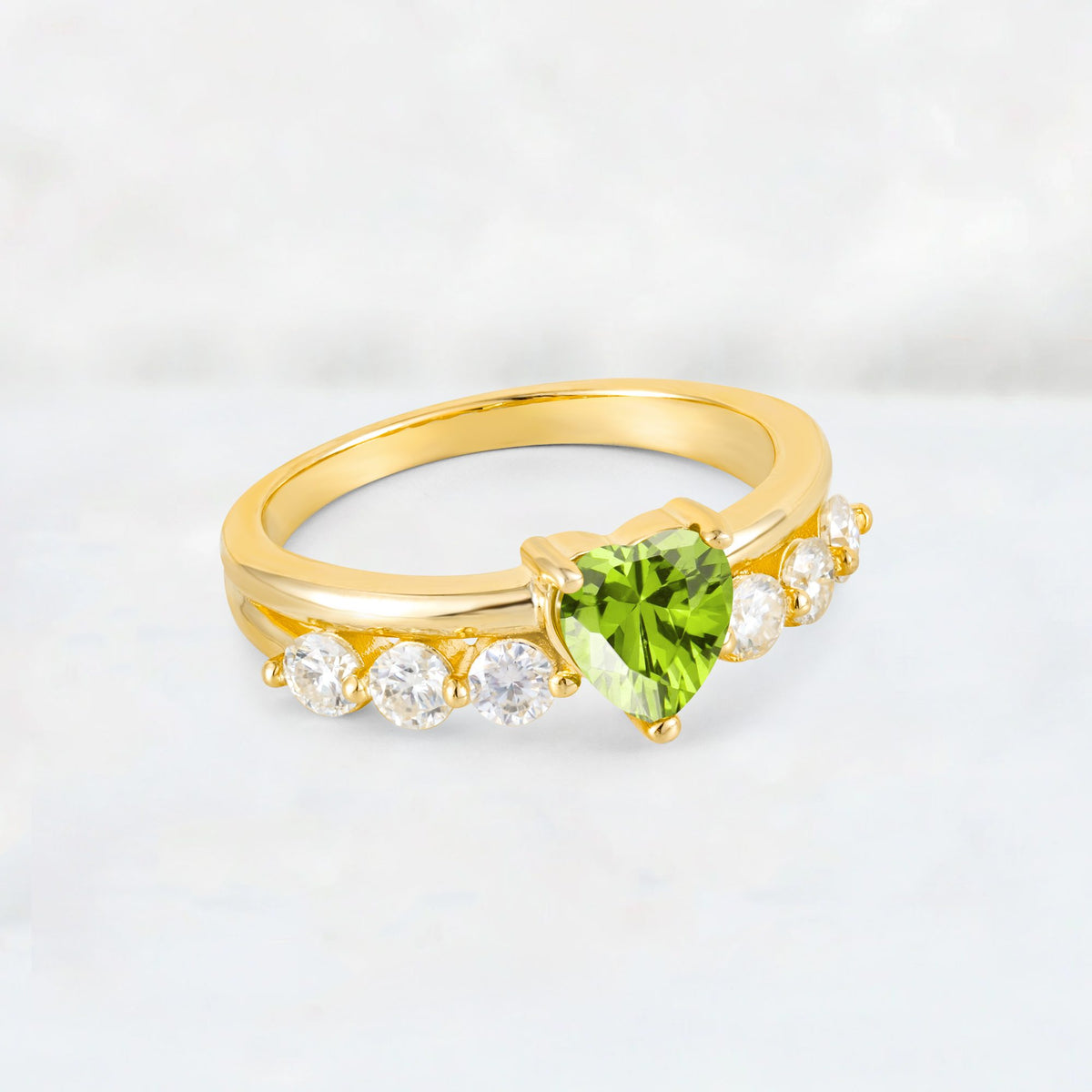 Heart Cut Peridot Graduated Seven-Stone Engagement Ring - Additional view