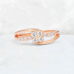 Moissanite Floral Cluster Round Cut Engagement Ring with Accent Stones - Additional view