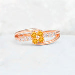 Citrine Floral Cluster Round Cut Engagement Ring with Accent Stones - Additional view