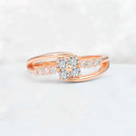 Lab Diamond Floral Cluster Round Cut Engagement Ring with Accent Stones - Additional view