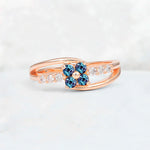 Alexandrite Floral Cluster Round Cut Engagement Ring with Accent Stones - Additional view