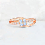 Moonstone Floral Cluster Round Cut Engagement Ring with Accent Stones - Additional view