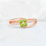 Peridot Floral Cluster Round Cut Engagement Ring with Accent Stones - Additional view