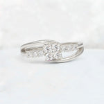 Moissanite Floral Cluster Round Cut Engagement Ring with Accent Stones - Additional view