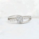 Lab Diamond Floral Cluster Round Cut Engagement Ring with Accent Stones - Additional view