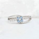 Aquamarine Floral Cluster Round Cut Engagement Ring with Accent Stones - Additional view