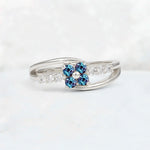 Alexandrite Floral Cluster Round Cut Engagement Ring with Accent Stones - Additional view