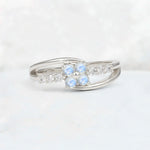 Moonstone Floral Cluster Round Cut Engagement Ring with Accent Stones - Additional view