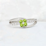 Peridot Floral Cluster Round Cut Engagement Ring with Accent Stones - Additional view