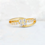 Moissanite Floral Cluster Round Cut Engagement Ring with Accent Stones - Additional view