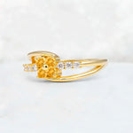 Citrine Floral Cluster Round Cut Engagement Ring with Accent Stones - Additional view
