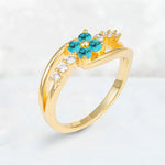 Turquoise Floral Cluster Round Cut Engagement Ring with Accent Stones - Additional view