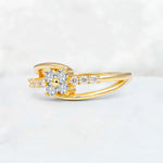 Lab Diamond Floral Cluster Round Cut Engagement Ring with Accent Stones - Additional view